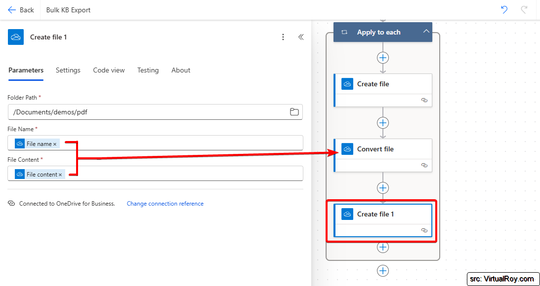 Image: Save PDF file to OneDrive using convert outputs